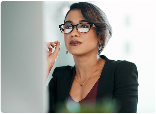 Female legal professional on computer