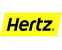 The image shows the Hertz logo, featuring the name Hertz in black text on a vibrant yellow background. The logo has a simple and bold design.