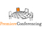 Logo of Premiere Conferencing featuring a stylized, oval table with four chairs, one highlighted in orange. The words Premiere Conferencing are written below, with Premiere in orange and Conferencing in black.