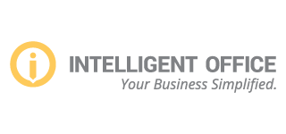 Intelligent Office logo with a yellow circle and lowercase i icon on the left, and the text INTELLIGENT OFFICE Your Business Simplified. in gray on the right.